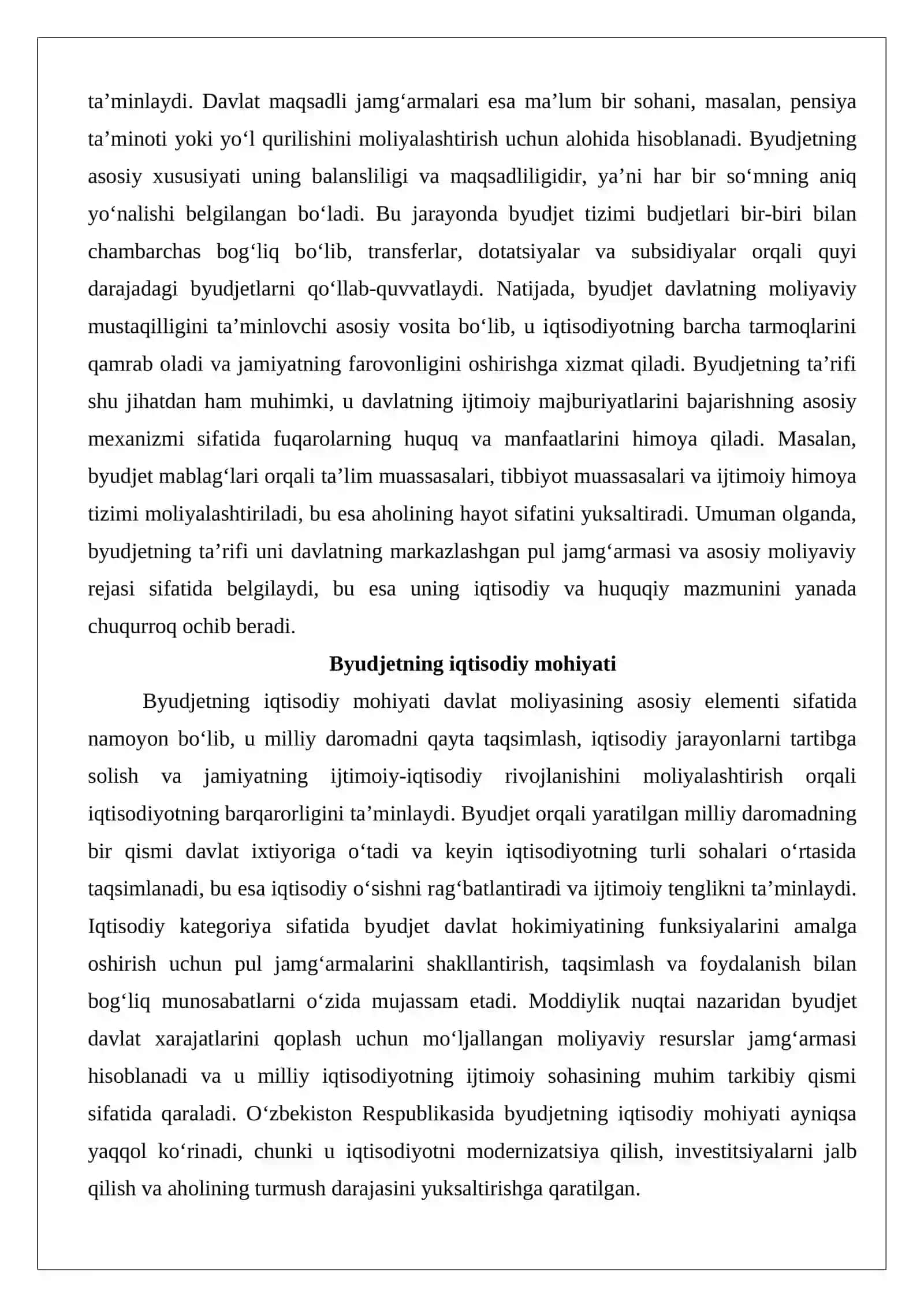 Byudjet tushunchasi va mohiyati. Byudjet turlari: davlat byudjeti, mahalliy byudjet 4