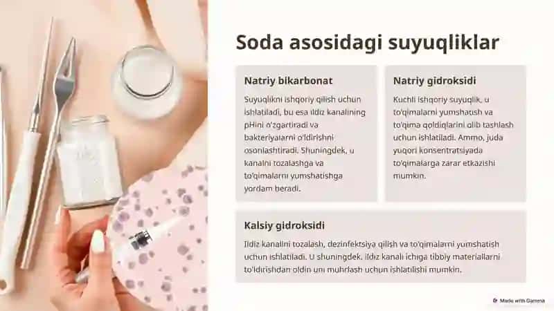 Ildiz kanallariga ishlov berishda ishlatiladigan suyuqliklar 4