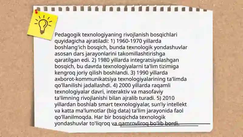Pedagogik texnologiyaning kelib chiqish tarixi 4