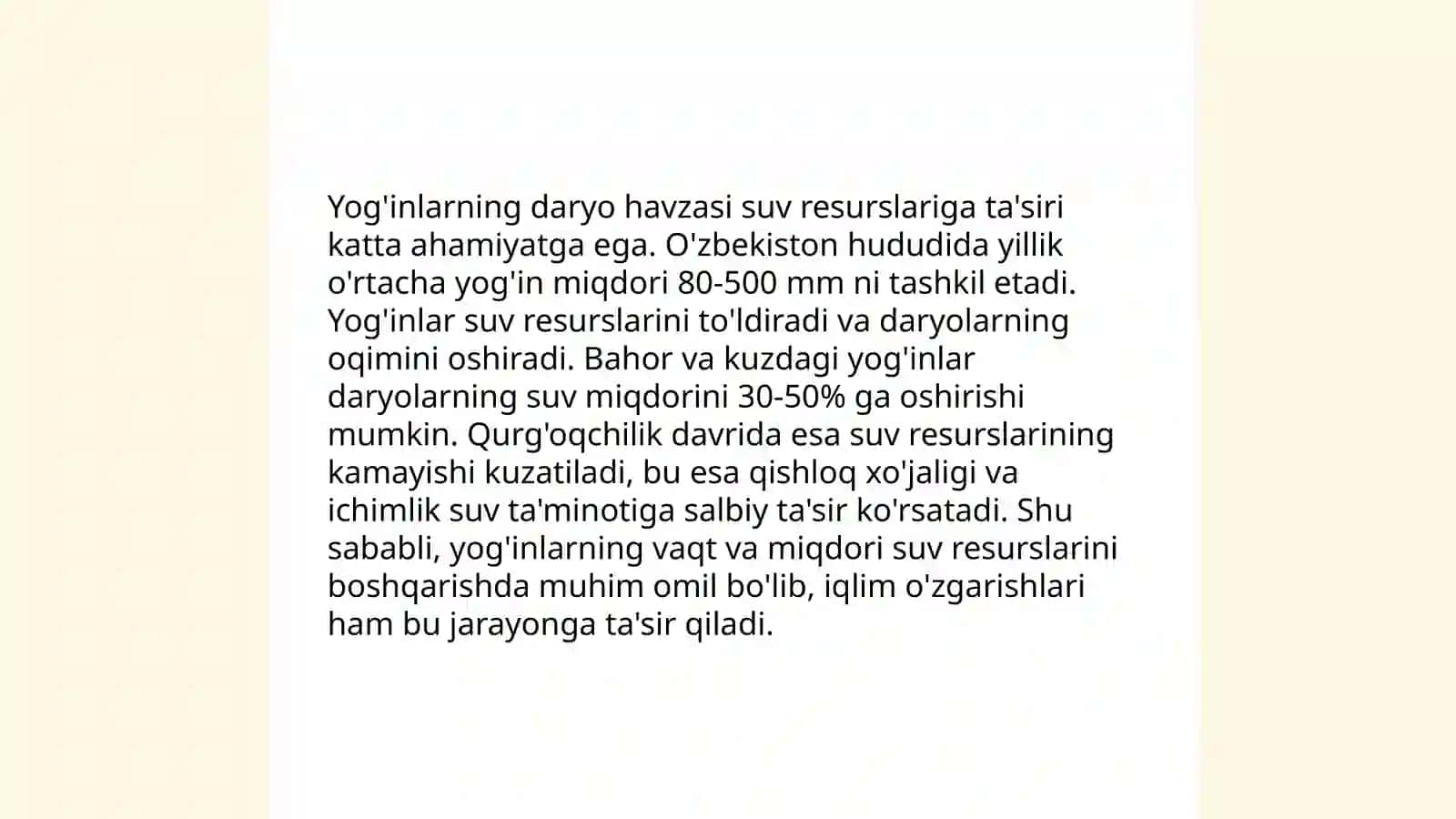 Atmosfera yog'inlarining daryo havzasi bo'yicha taqsimkanishi 4