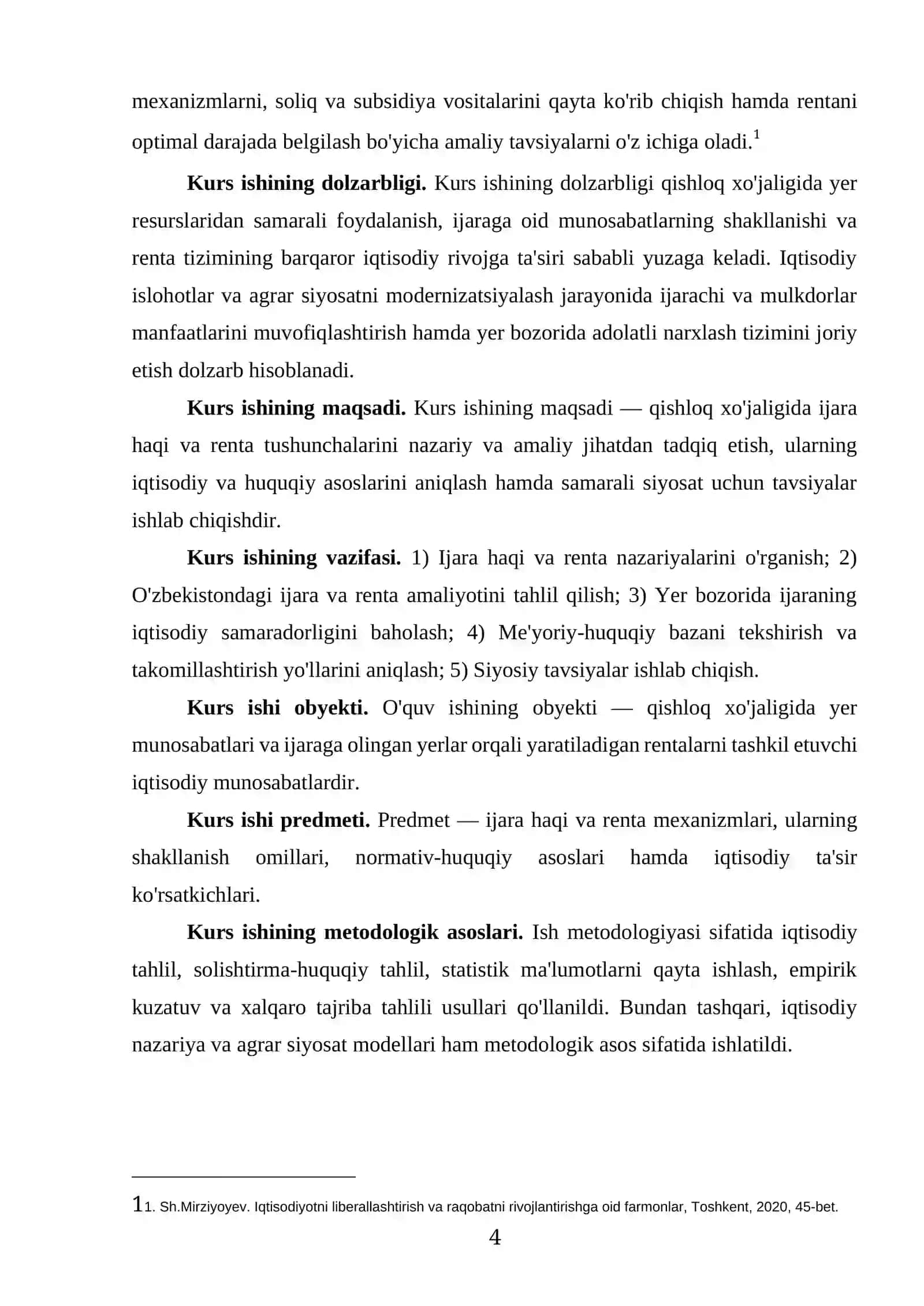 “QISHLOQ HO’JALIGI:IJARA HAQI VA RENTA” MAVZUSIDA TAYYOR KURS ISHI 4