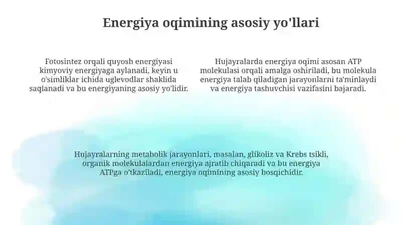 Hujayrada moddalar va energiya oqimi 4