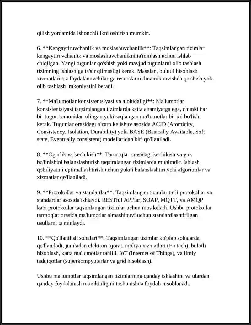 TAQSIMLANGAN TIZIMLARGA ISHLOV BERISH 4