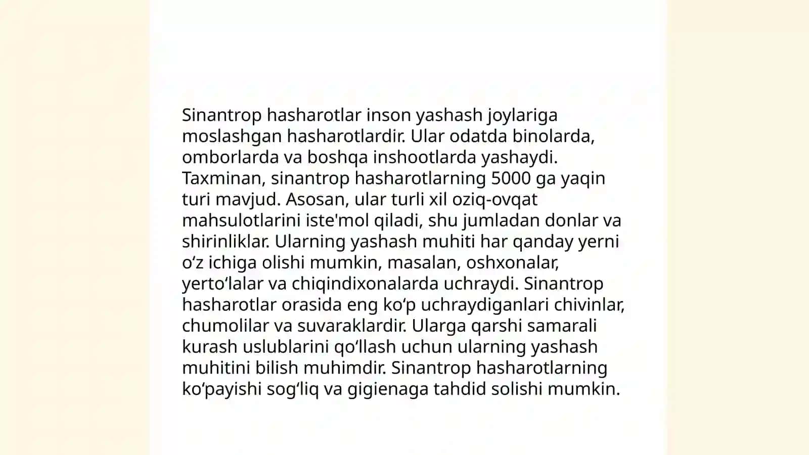 Sinantrop ko‘rinishidagi hasharotlar,ularning epidemiologik ahamiyati 4