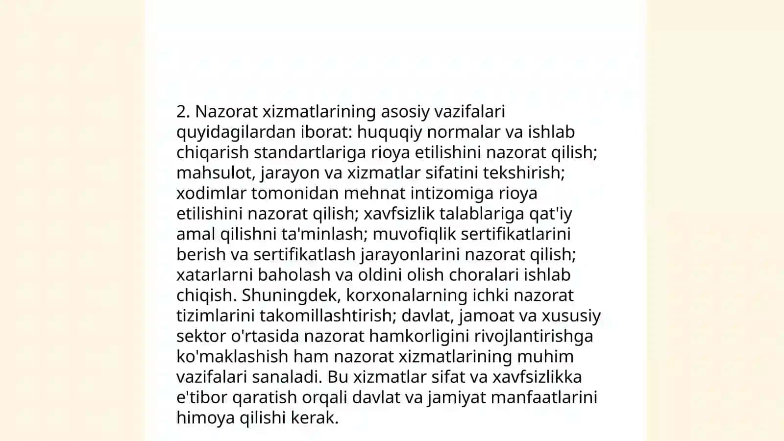 Me'yoriy nazorat xizmatlarining davlat texnik siyosatini amalga oshirish masalalarini hal qilishdagi roli 4