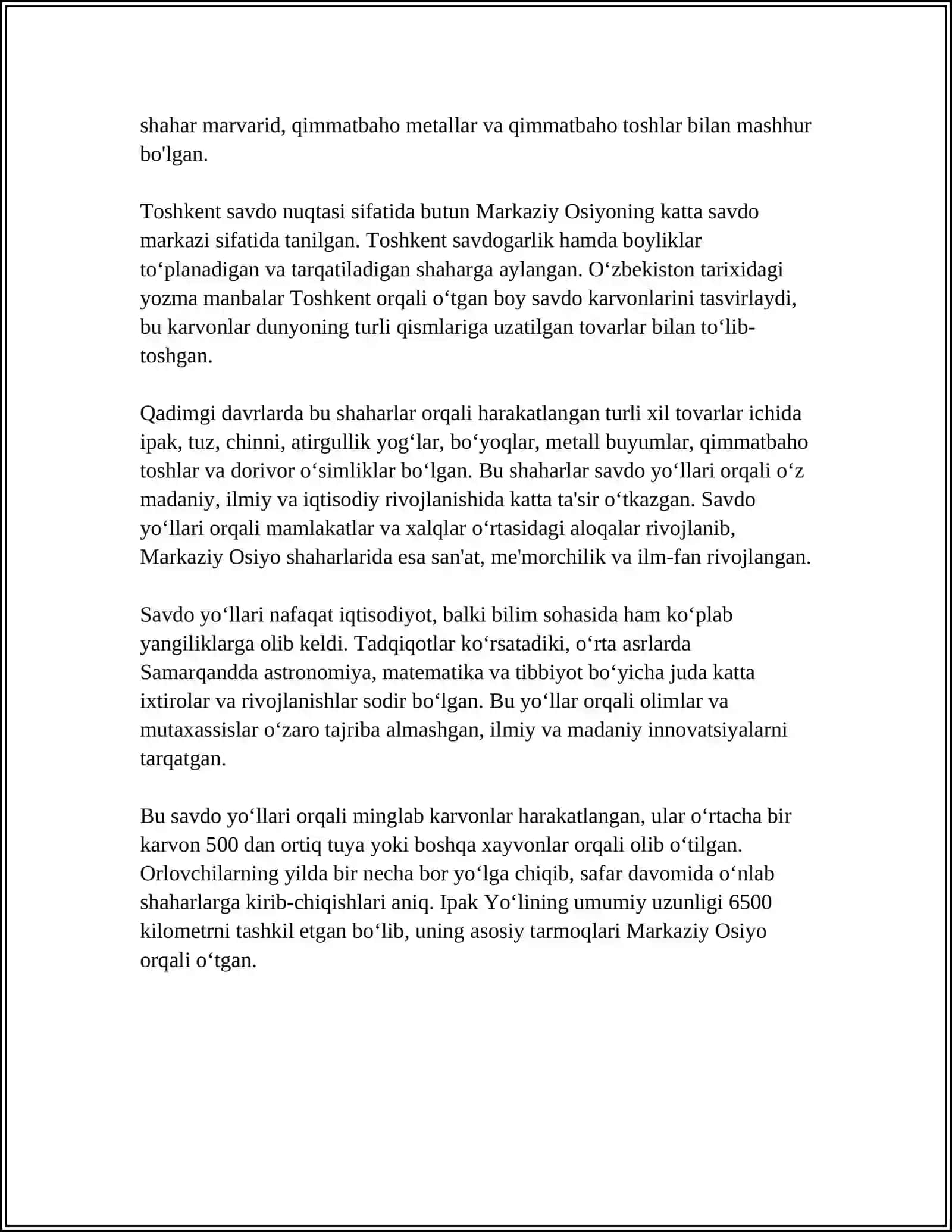 MARKAZIY OSIYONING QADIMIY SHAHARLARINING IQTISODIY ALOQSLARI 4