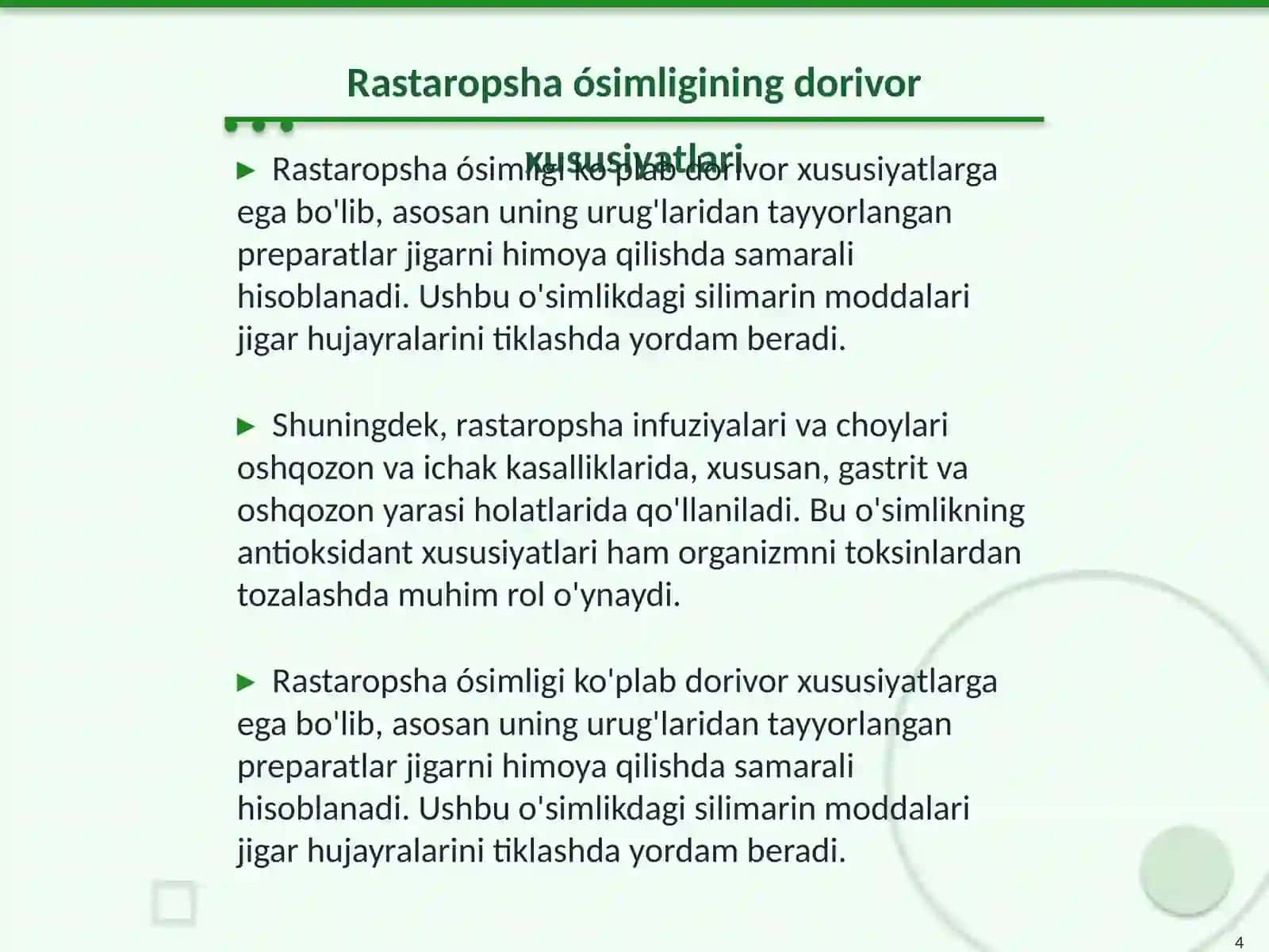 Rastaropsha ósimligi haqida 4