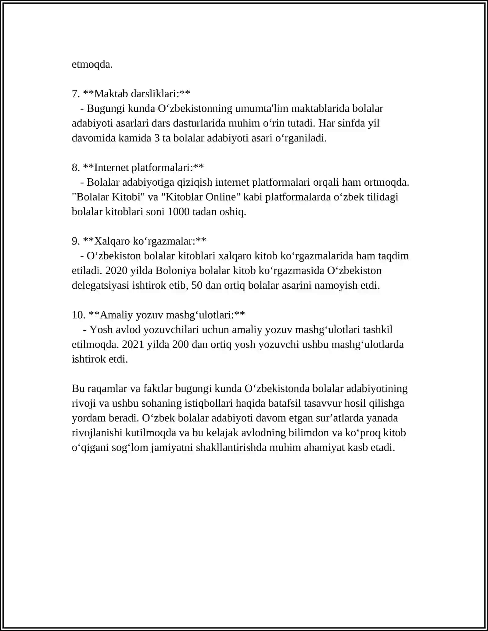 Bugungi kun bolalar adabiyotining rivoji 4