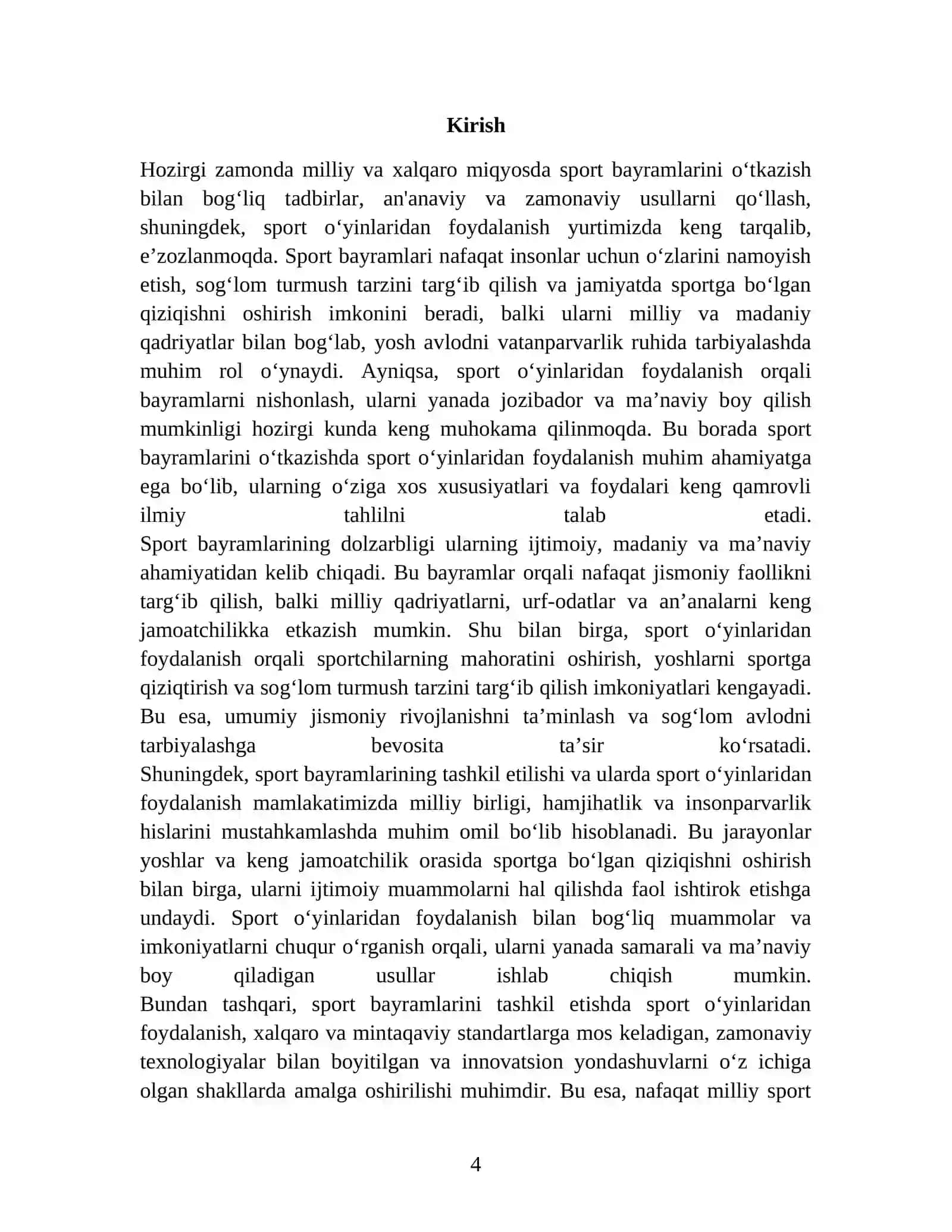 SPORT BAYRAMLARINI OʻTKAZISHDA SPORT OʻYINLARIDAN FOYDALANISH. 4