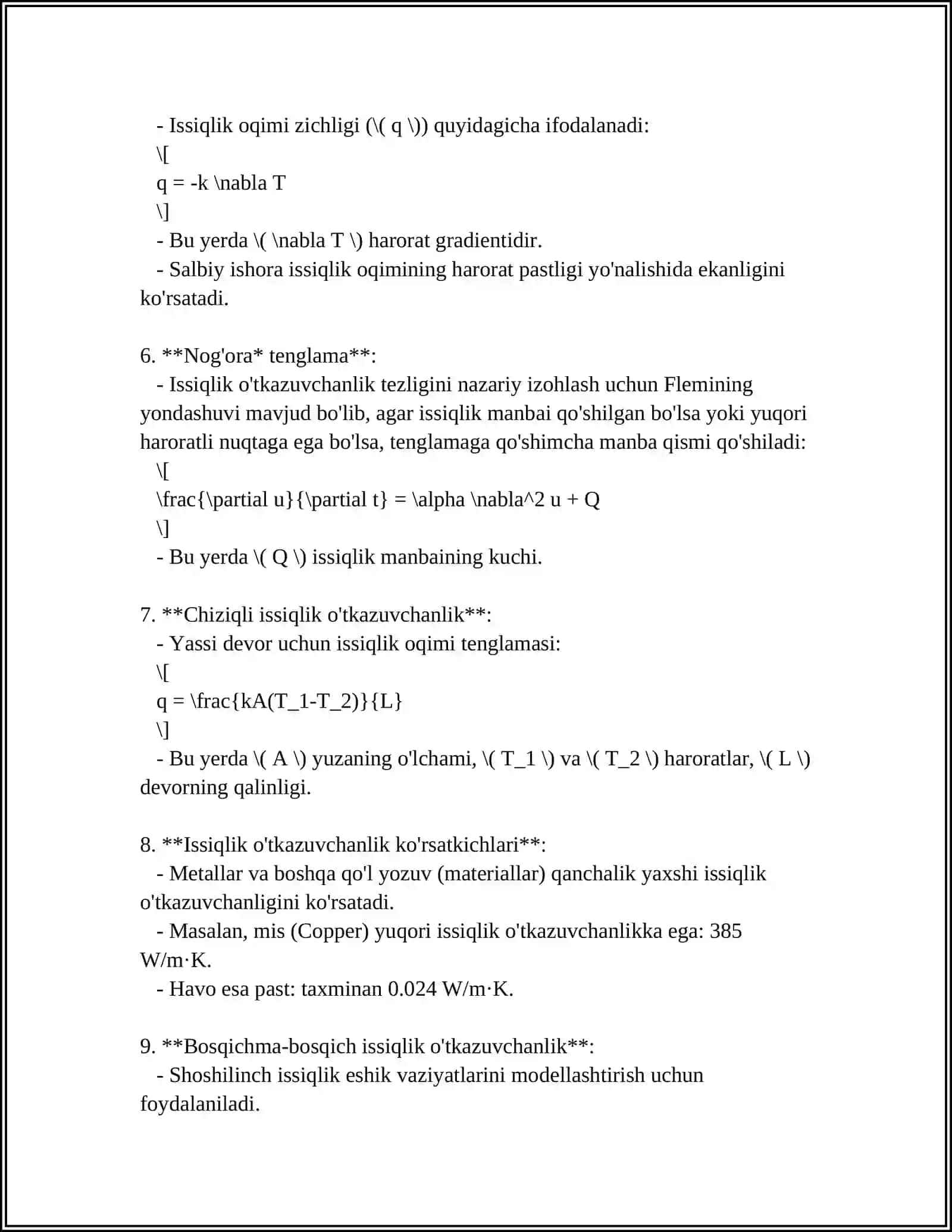 ISSIQLIK DINAMIKASI VAISSIQLIK ALMASHINUVIDA DIFFERENSIAL HISOB TADBIQLARI 4