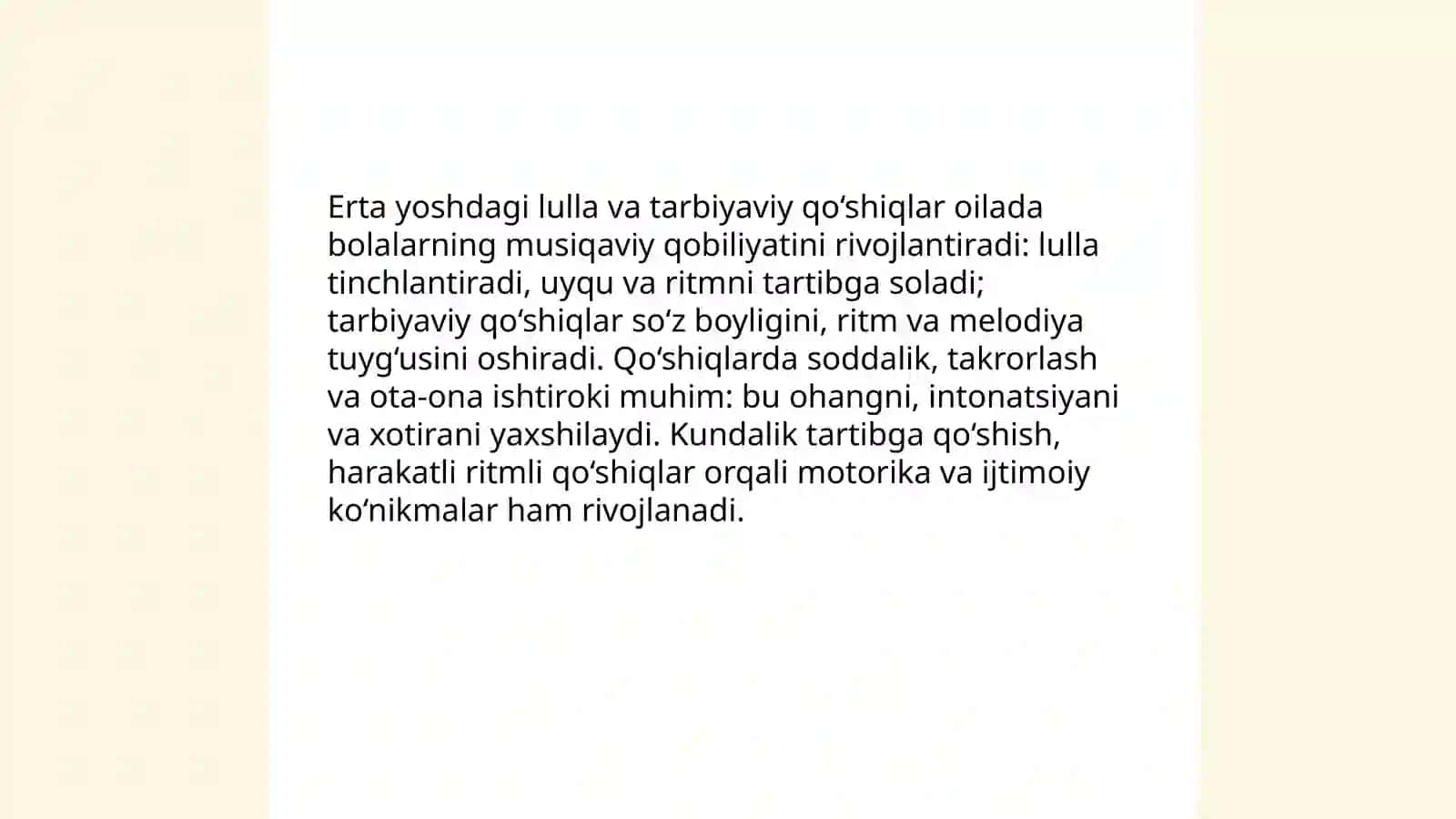 Oilada bolalarni musiqaviy qobiliyatini rivojlantirish 4