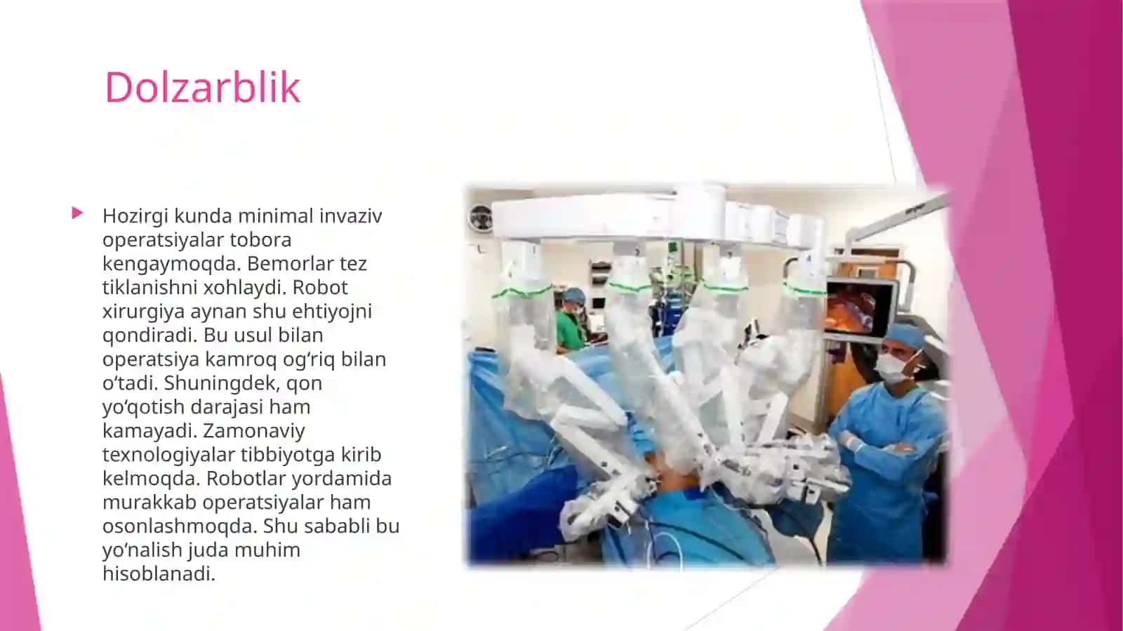 ROBOTLASHTIRILGAN XIRURGIYA AMALYOTI 4