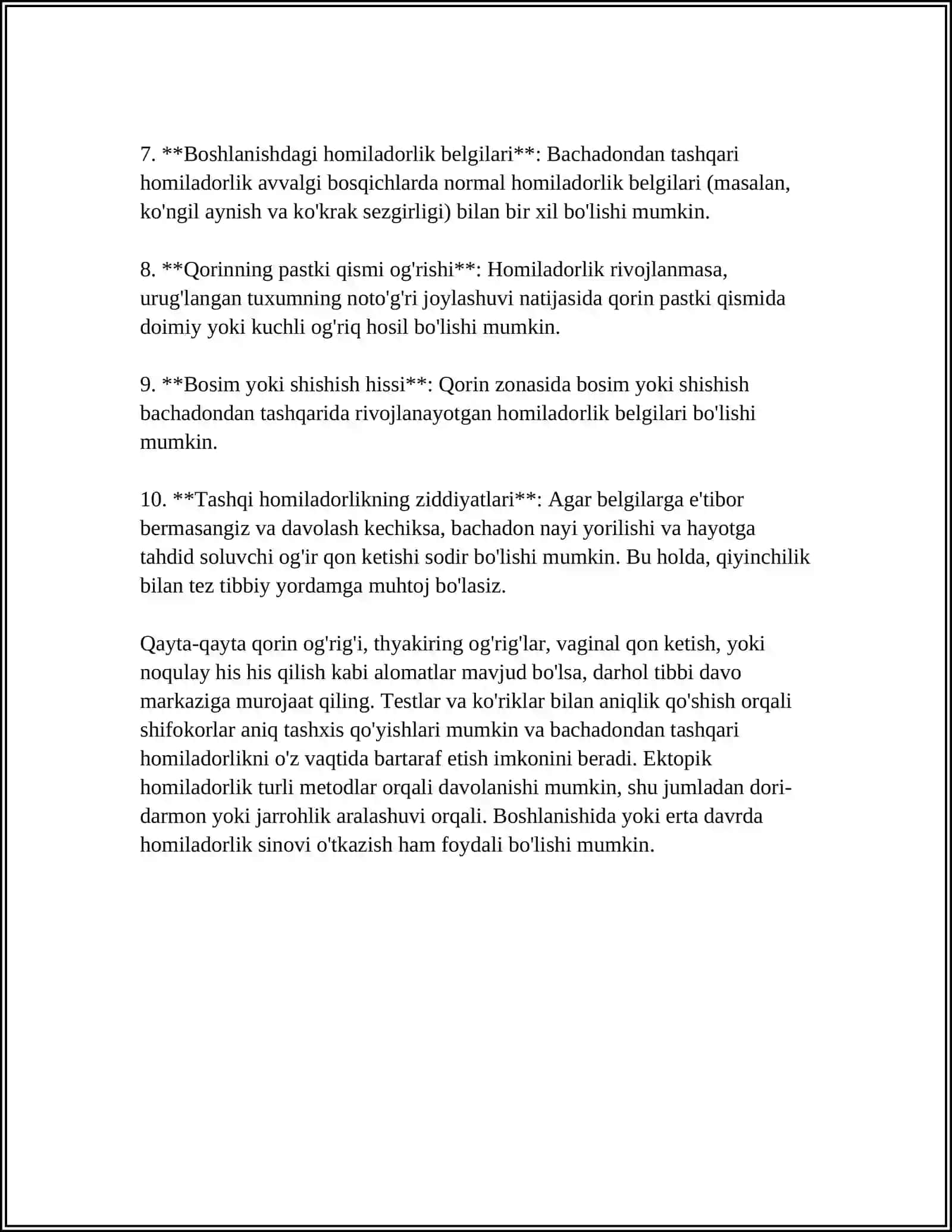 MUSTAQIL ISH Mavzu: BACHADONDAN TASHQARI HOMILADORLIK 4