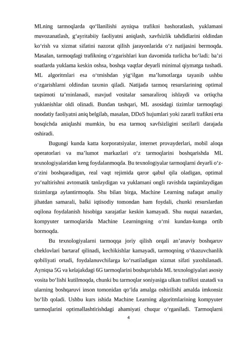Machine Learning algoritmlarining tarmoq optimizatsiyasidagi roli 4