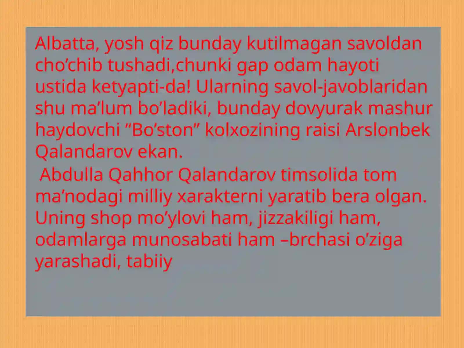 Abdulla Qahhor “Sinchalak’’ qissasida ruhiyat tasviri 4