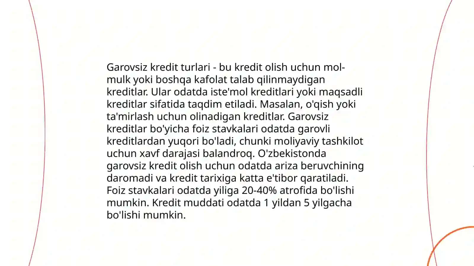 Garovsiz kredit tushunchasi 4