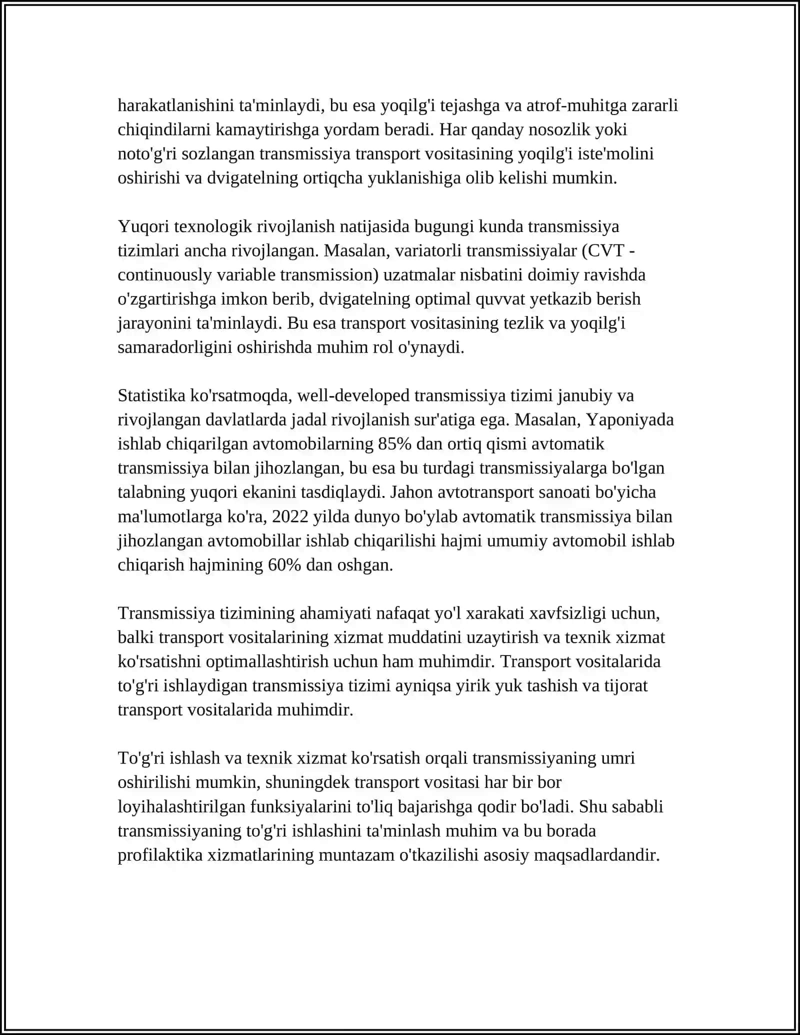 TRANSMISSIYA. ILASHISH MUFTASI 4