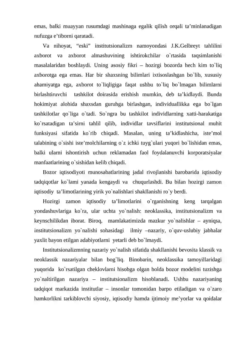 Institutsionalizm yo'nalishi mohiyati va ahamiyati 4