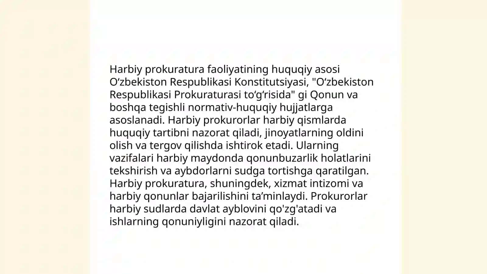 Harbiy prokratura faoliyatini tashkil etish, vazifalari 4