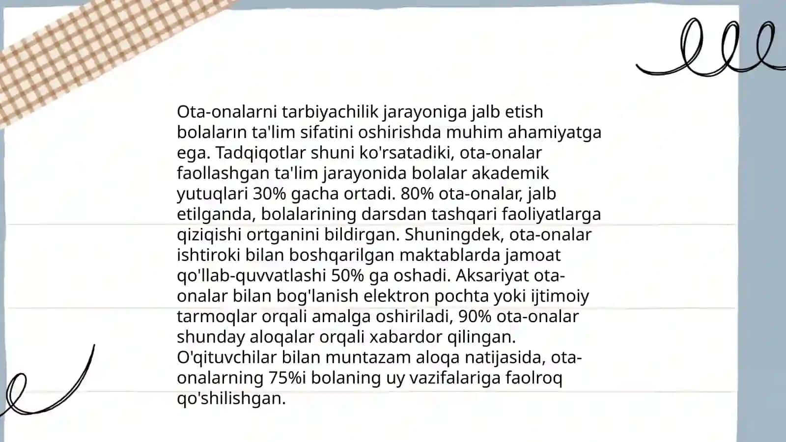 Maktabgacha ta'lim tashkilotlari tarbiyachilari, ota-onalar va oila hamkorligidagi eng keng tarqalgan ish shakllari va usullari 4
