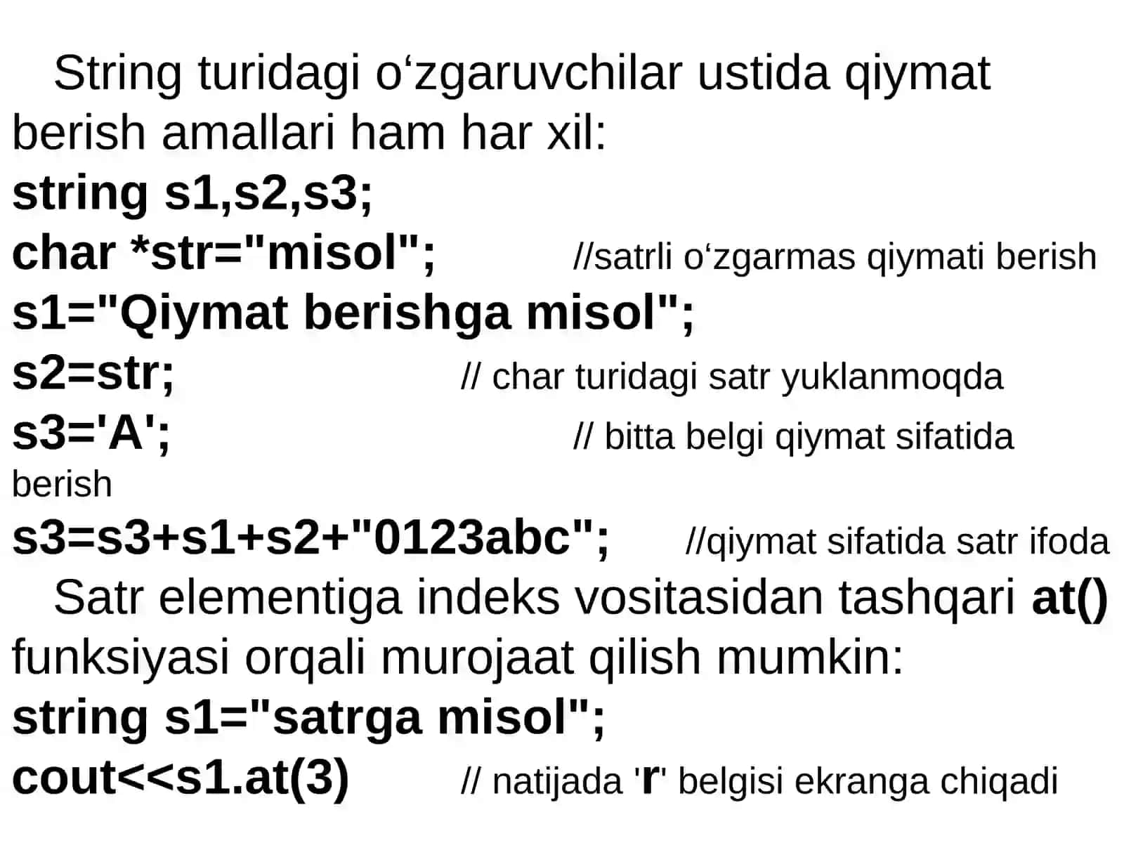 String turidagi satrlar 4