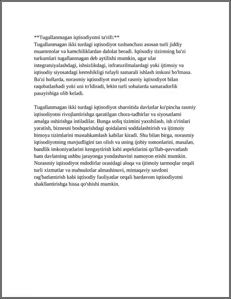 TUGALLANMAGAN IKKI TURDAKI IQTISODIYOT 4