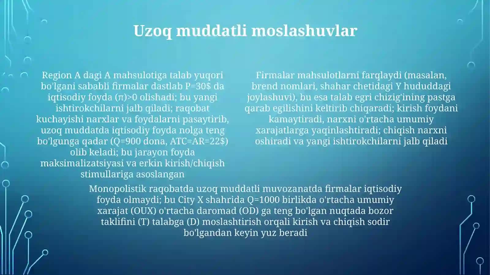 Monopolistik raqobatlashgan bozor muvozanati 4