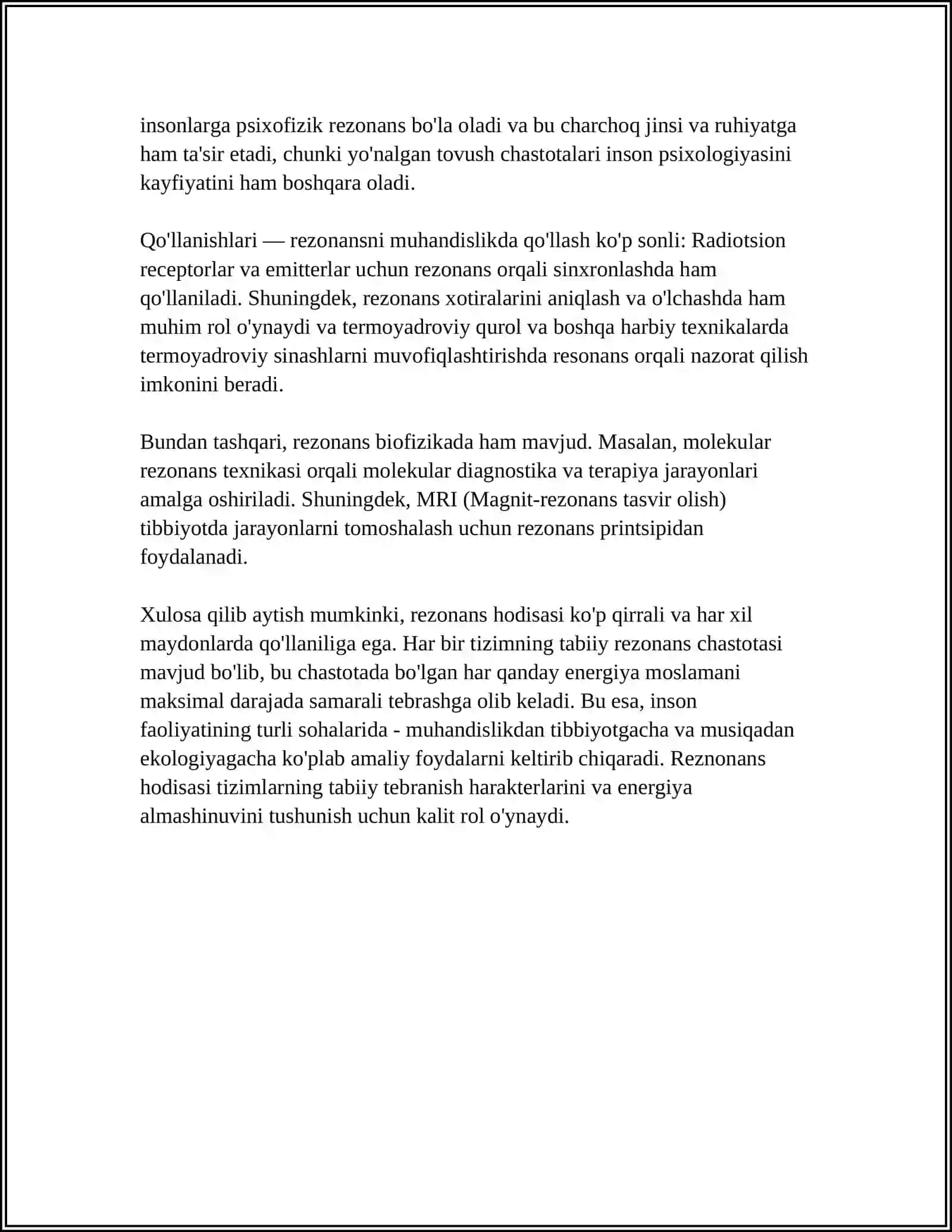 OʻZGARUVCHAN TOʻK ZANJIRDAGI REZONANS HODISASI 4