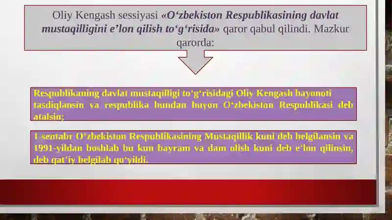 Taqdimot: Mustaqil O‘zbеkiston Rеspublikasining tashkiltopishi va uning tarixiy ahamiyati. O‘zbekistonning o‘zigaxos istiqlol va taraqqiyot yo‘li 4