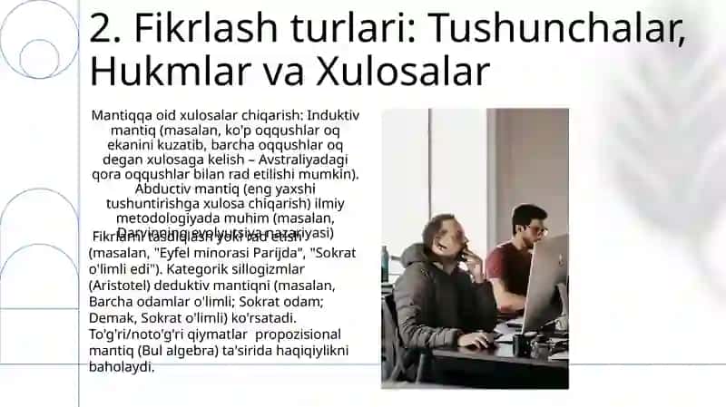 Mantiq.(Logika) Tafakkur shakllari. Falsafa metodlari qonunlari va kategoriyalari 4