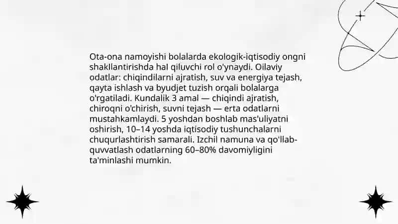 Oilada va MMT dan ekologik va iqtisodiy tarbiyaning bog'liqligi 4