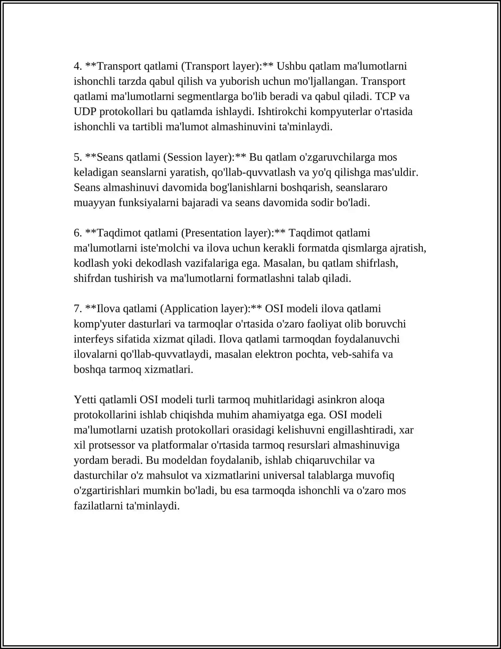 KOMPYUTER TARMOQLARINING ASOSIY PROTOKOLLARI 4