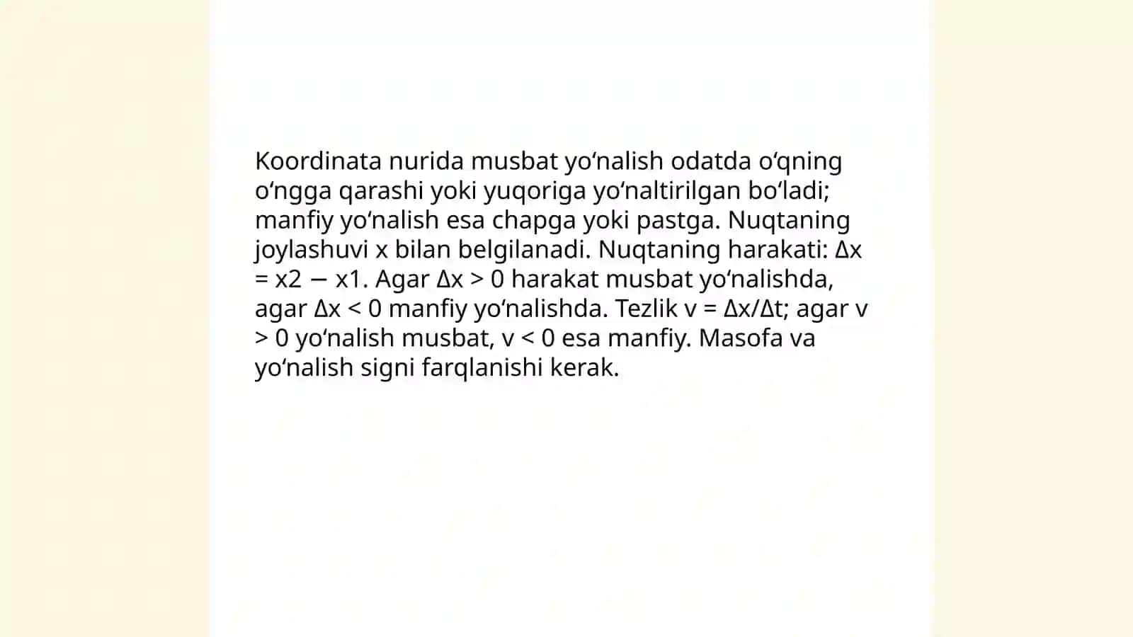Nuqtalarning koordinata nuri boʻylab harakati 4