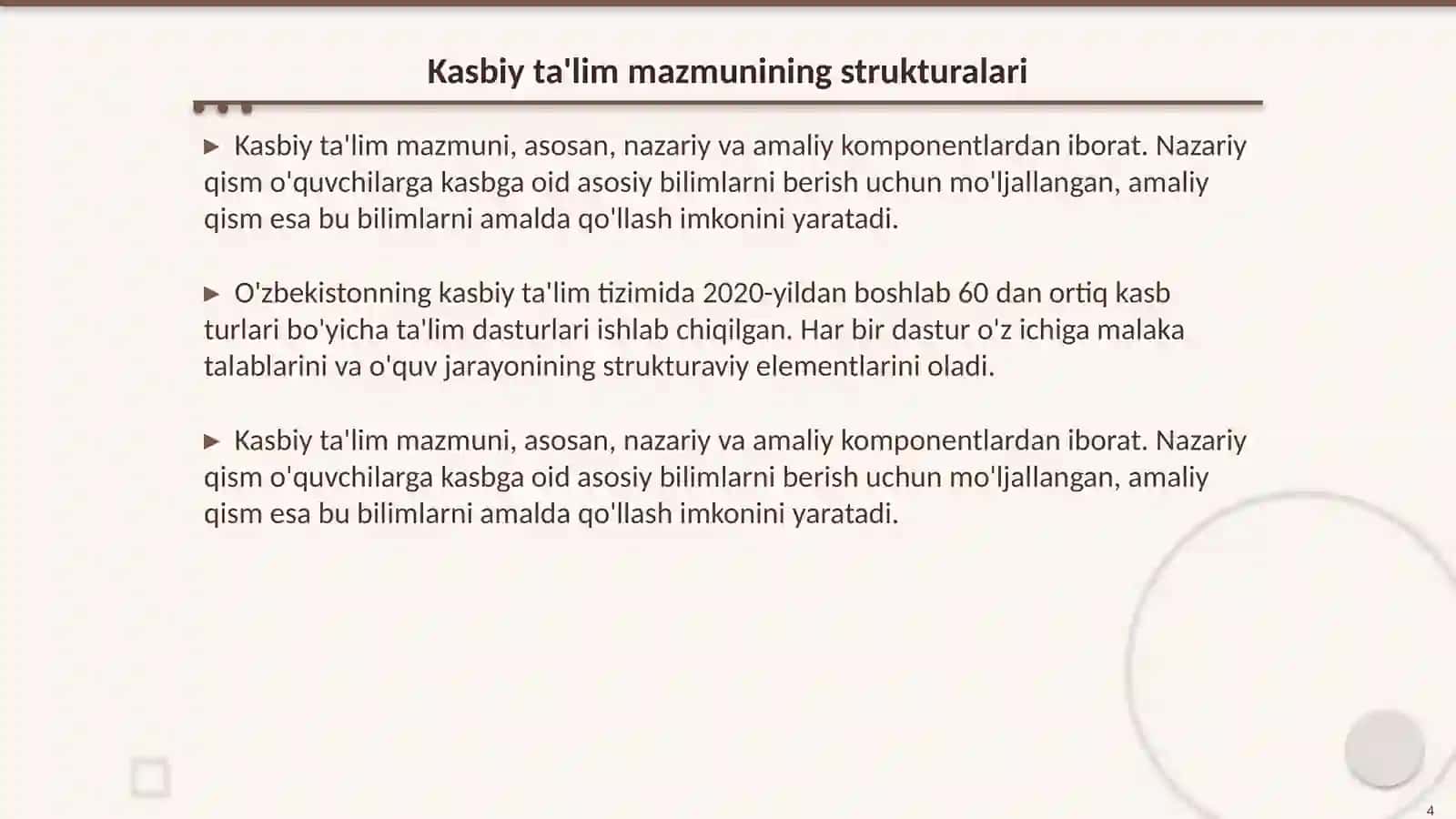 Kasbiy ta'lim mazmuni va texnologiyalari 4