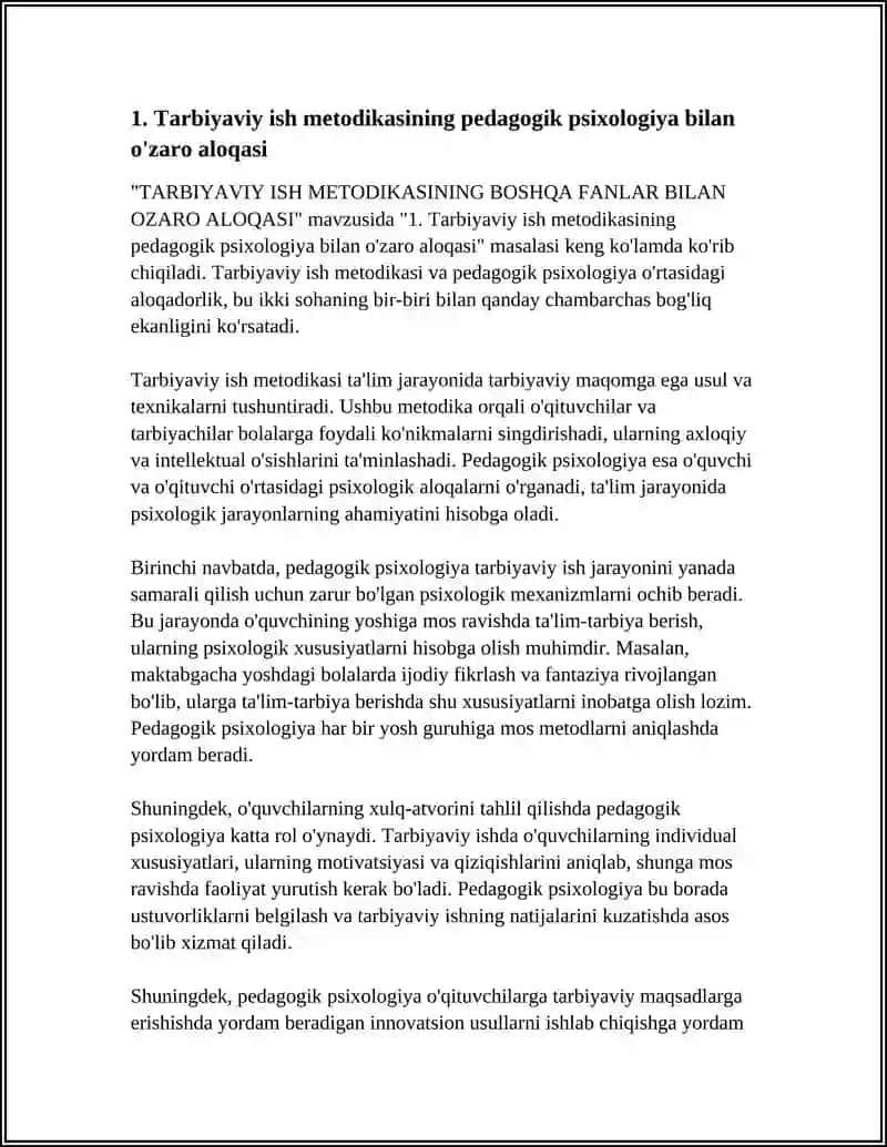 TARBIYAVIY ISH METODIKASISINING BOSHQA FANLAR BILANОZARO ALOQASI 4