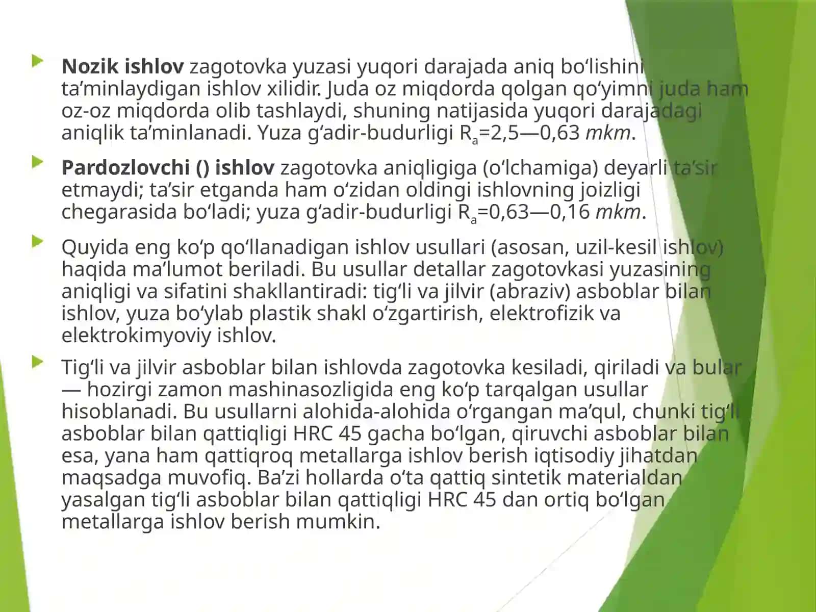 Mashinasozlikda aniqlikga erishish usullari va unga ta'sir etuvchi asosiy omillar va xatoliklar 4