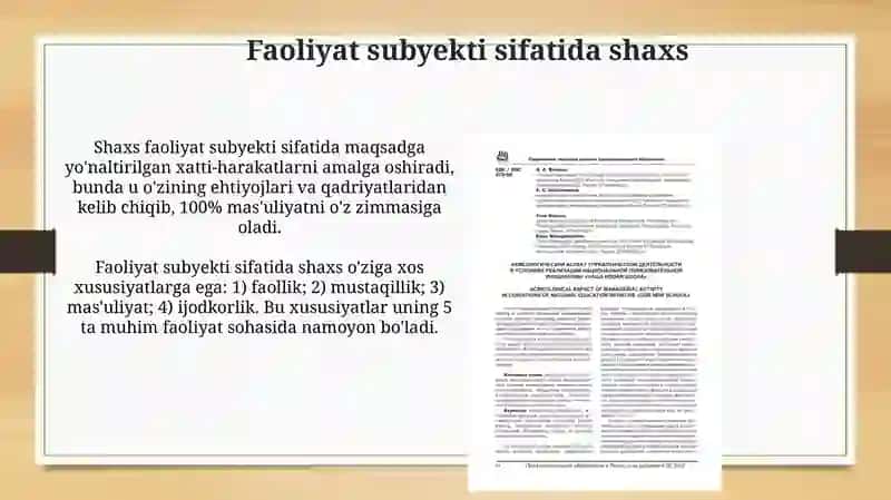 Inson indivit shaxs va faoliyat subyekti sifatida akmealogik o'rganish 4
