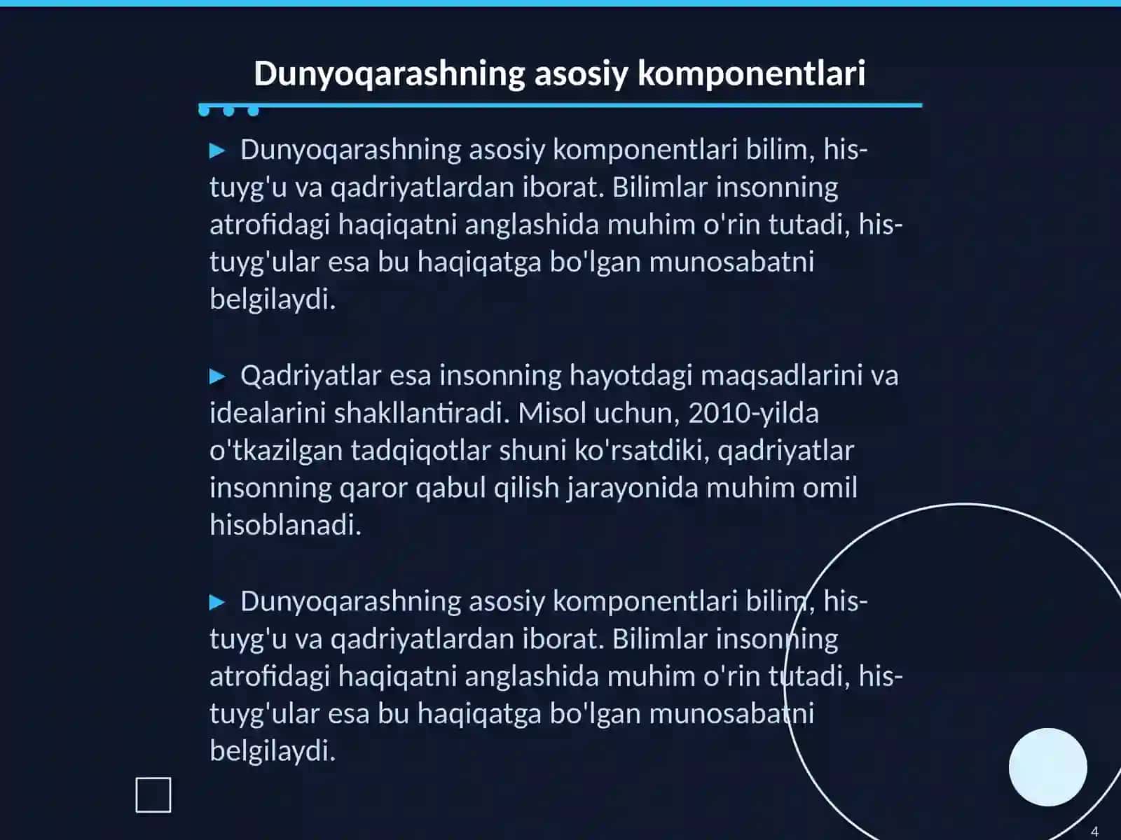 Dunyoqarashning mohiyati, tuzilishi va asosiy funksiyalari 4
