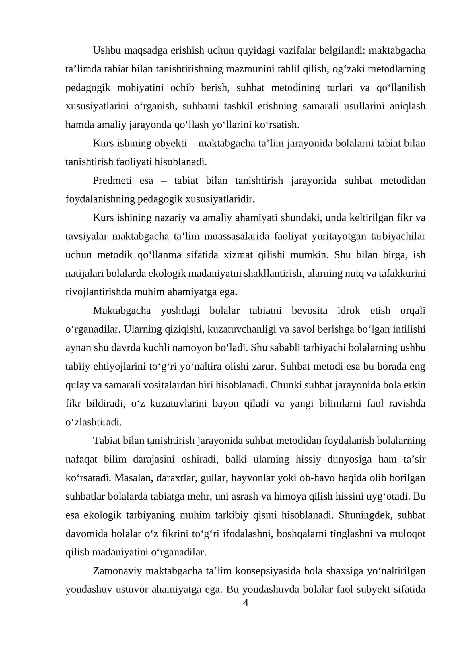 Tabiat bilan tanishtirishning og‘zaki metodlarining nazariy asoslari va suhbat metodidan foydalanish metodikasi 4