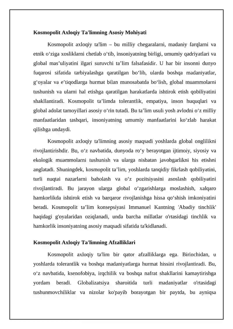 Zamonaviy axloqiy tarbiyada kosmopolitizmga moyillik 4