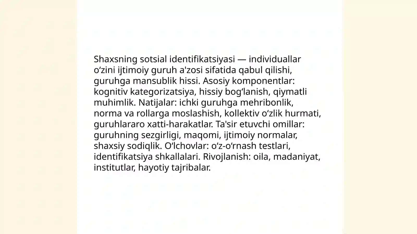 Shaxsning sotsial tasavvurlari 4