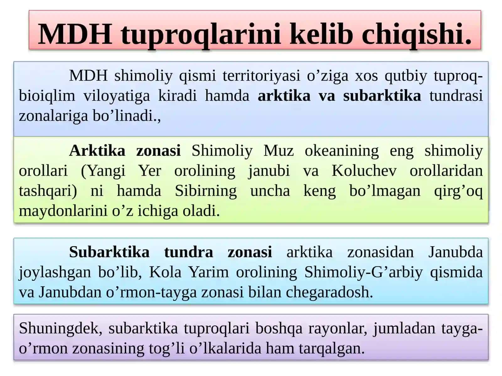 MDH tuproqlari. Tayga-o’rmon zonasi va o’rmon-dasht zonasining qora tuproqlari 4