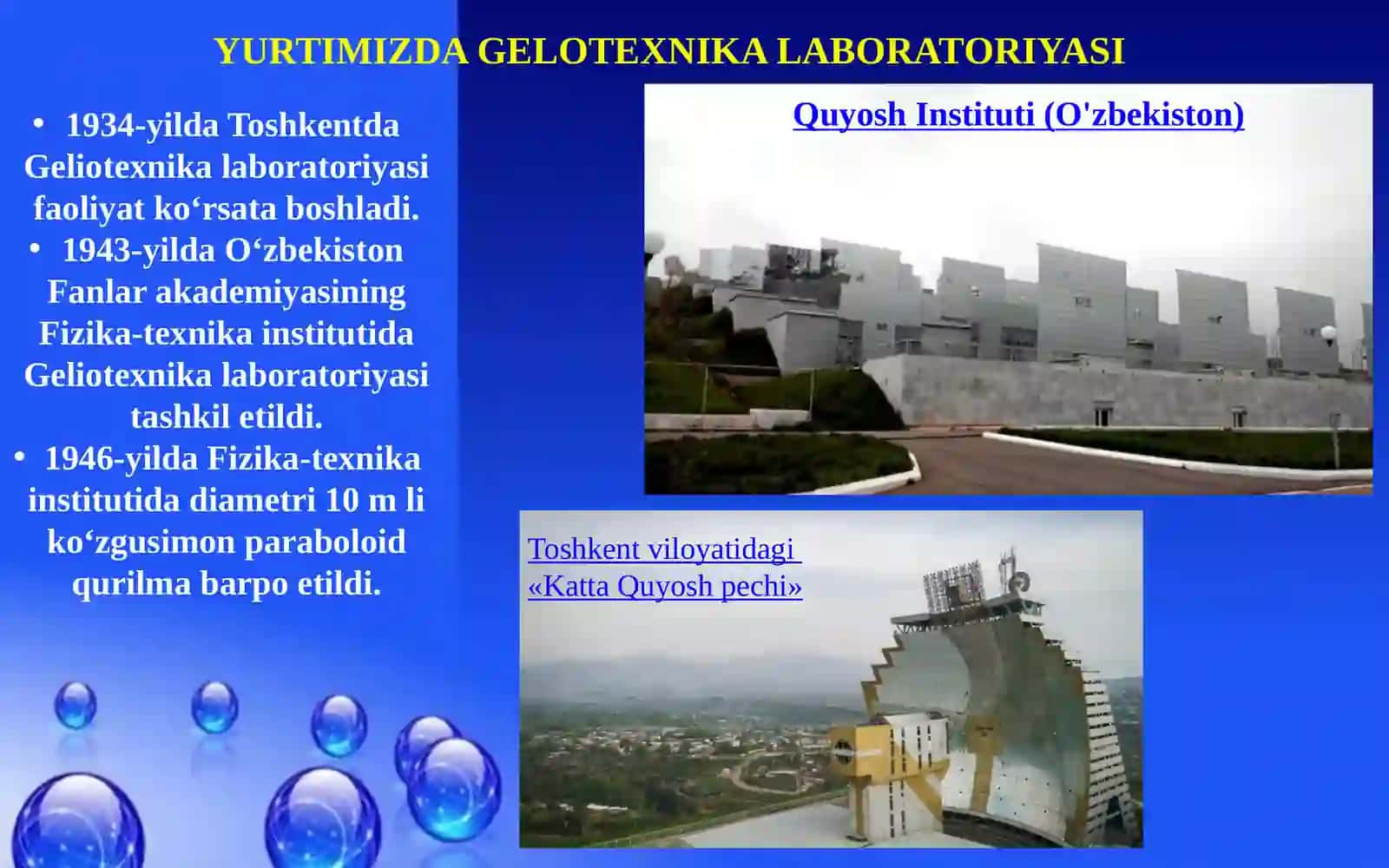 Geliotexnika. O‘zbekistonda quyosh energiyasidan foydalanish 4