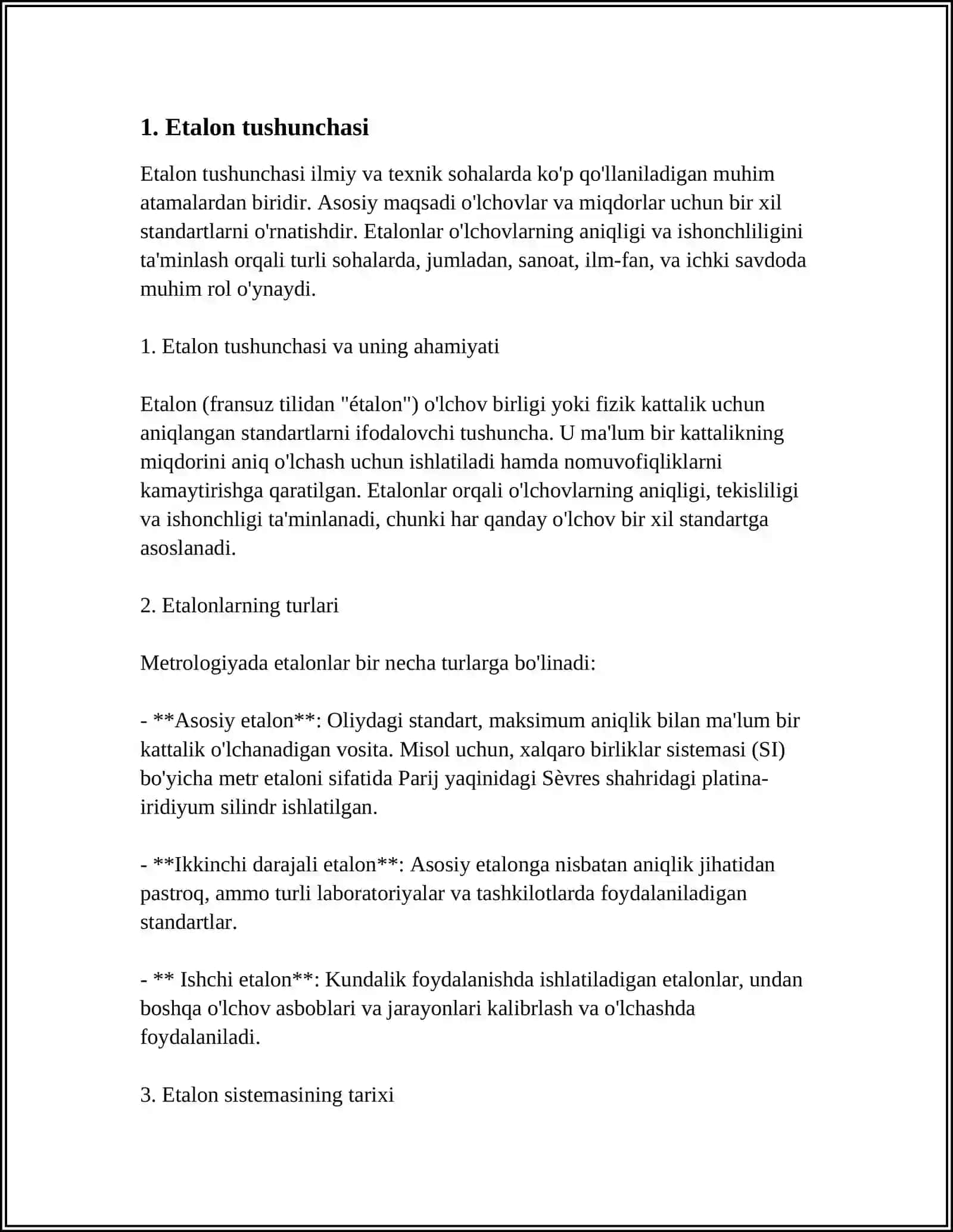 ETALONLAR VA ULARNING TURLARI.ETALONLARNING SAQLANISHI 4