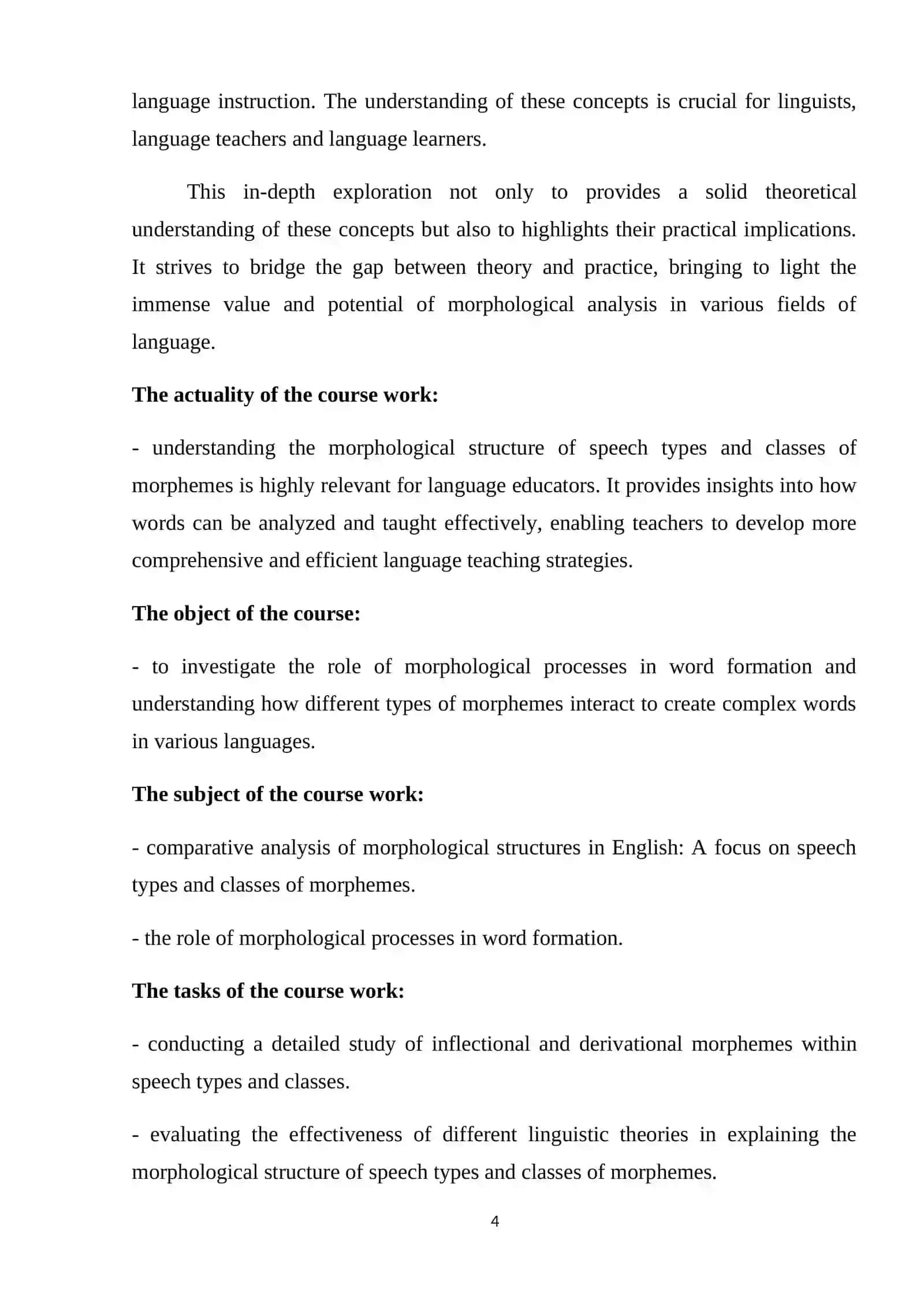 MORPHOLOGICAL STRUCTURE OF SPEECH TYPES AND CLASSES OF MORPHEMES 4