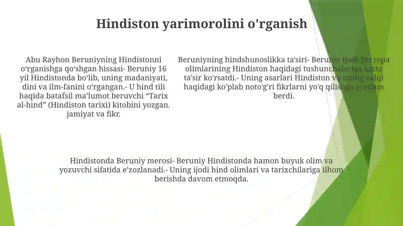 Abu Rayhon Beruniyning Jahon Ilm-FanigaQoʻShganHissasi 4