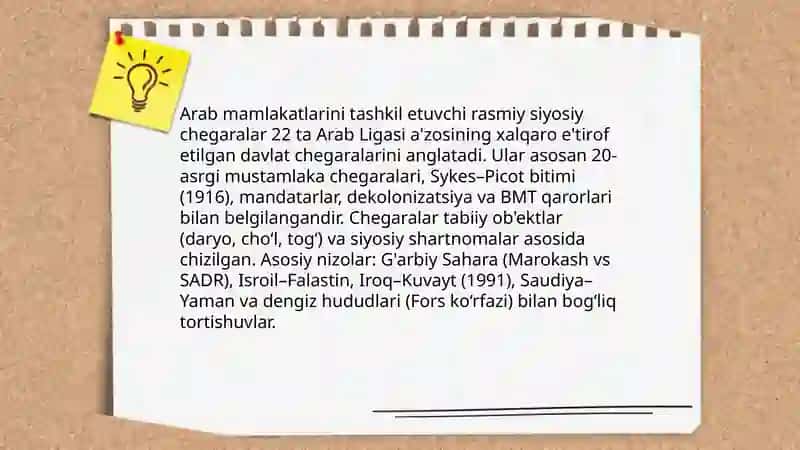 Arab dunyosining geografik chegaralari va mintaqaviy bo'linishi 4