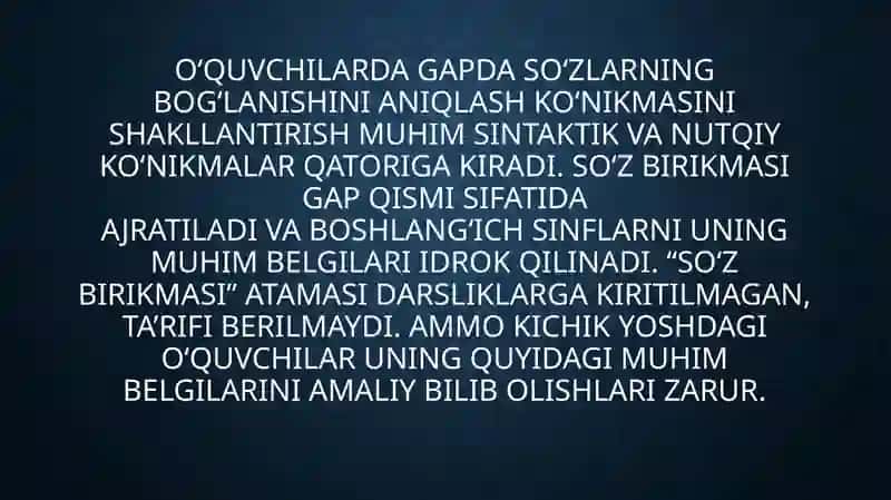 SO’Z BIRIKMASI VA GAP O’STIDA ISHLASH 4