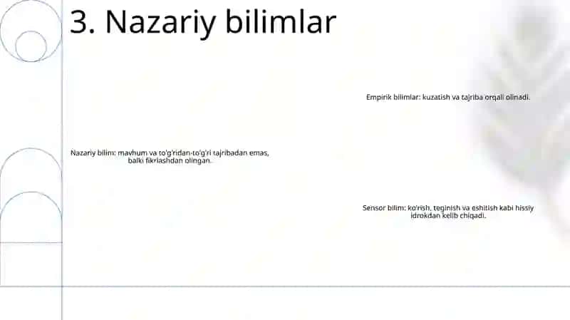Hissiy, Empirik, Nazariy, Mantiqiy, Untiutiv, Bilish Darajalarining OʻZaro Aloqasi Va Farqi 4