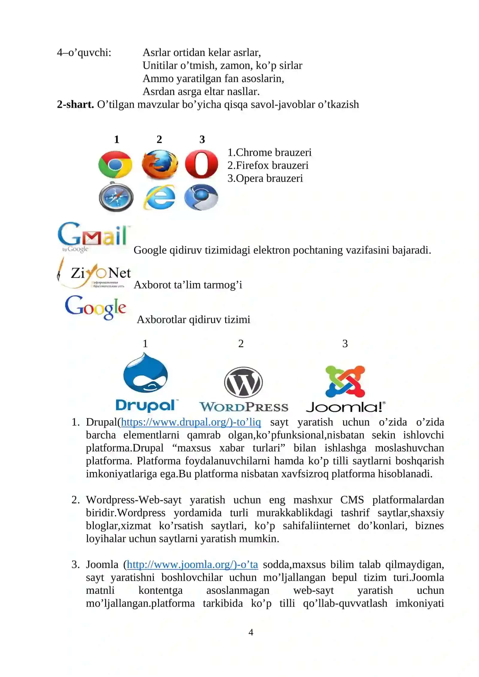 8-sinf Informatika fanidan LMS asosida masofaviy ta'lim olish. Google Classroom platformasi dars ishlanma 4